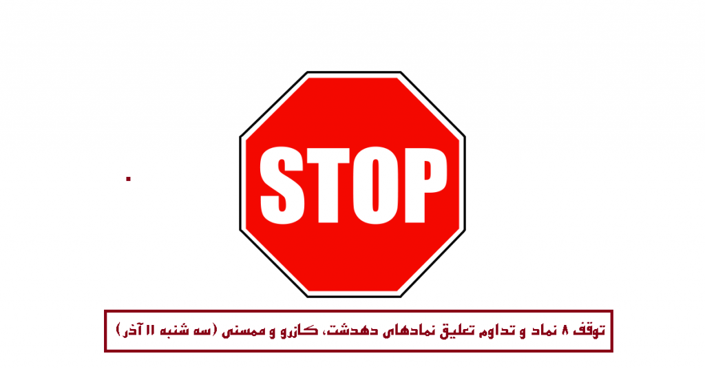 توقف 8 نماد و تداوم تعلیق نمادهای "دهدشت، کازرو و ممسنی" (سه شنبه 11 آذر)