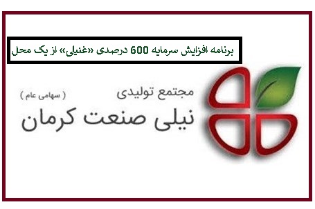 نیلی صنعت کرمان (غنیلی) پیشنهاد افزایش سرمایه 600 درصدی از یک محل داد