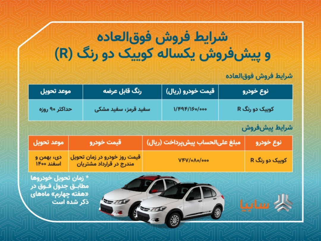 فروش فوق العاده و پیش فروش کوییک آر