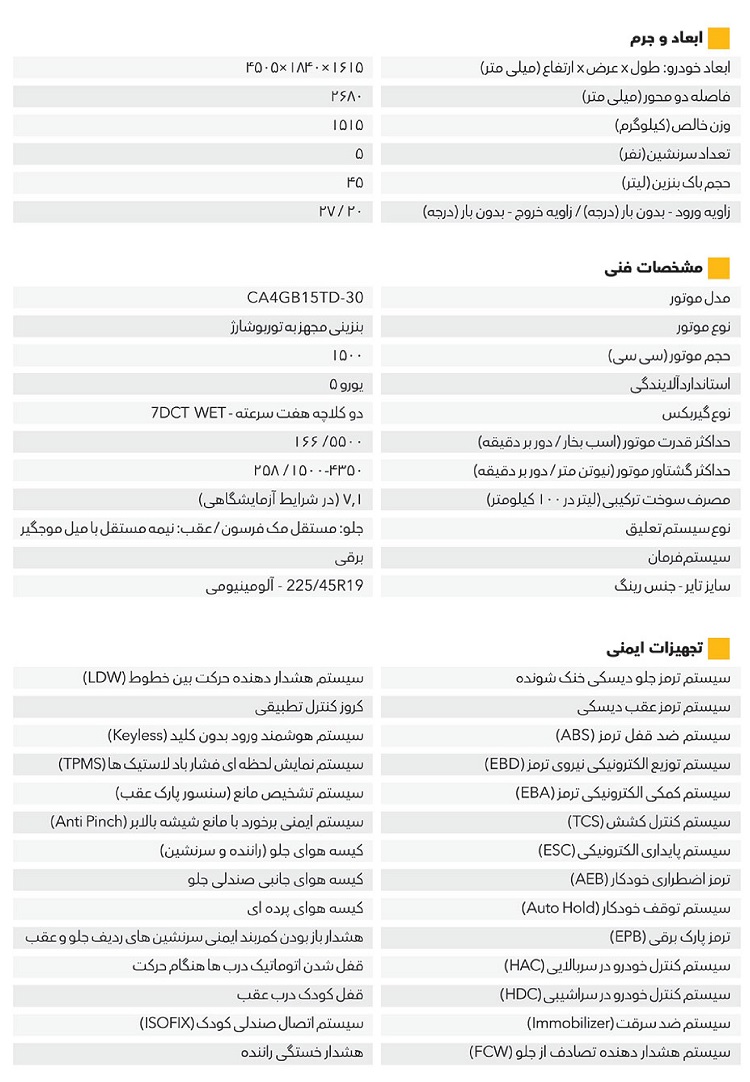 مشخصات فنی و رفاهی خودروی جدید T77 بهمن موتور