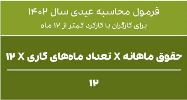 نحوه محاسبه عیدی 1402 برای کارگران با کارکرد کمتر از 12 ماه