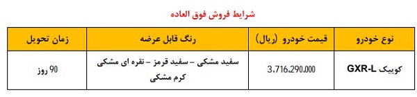 شرایط فروش سایپا برای کوییک جی ایکس ال ویژه دی ماه 1402