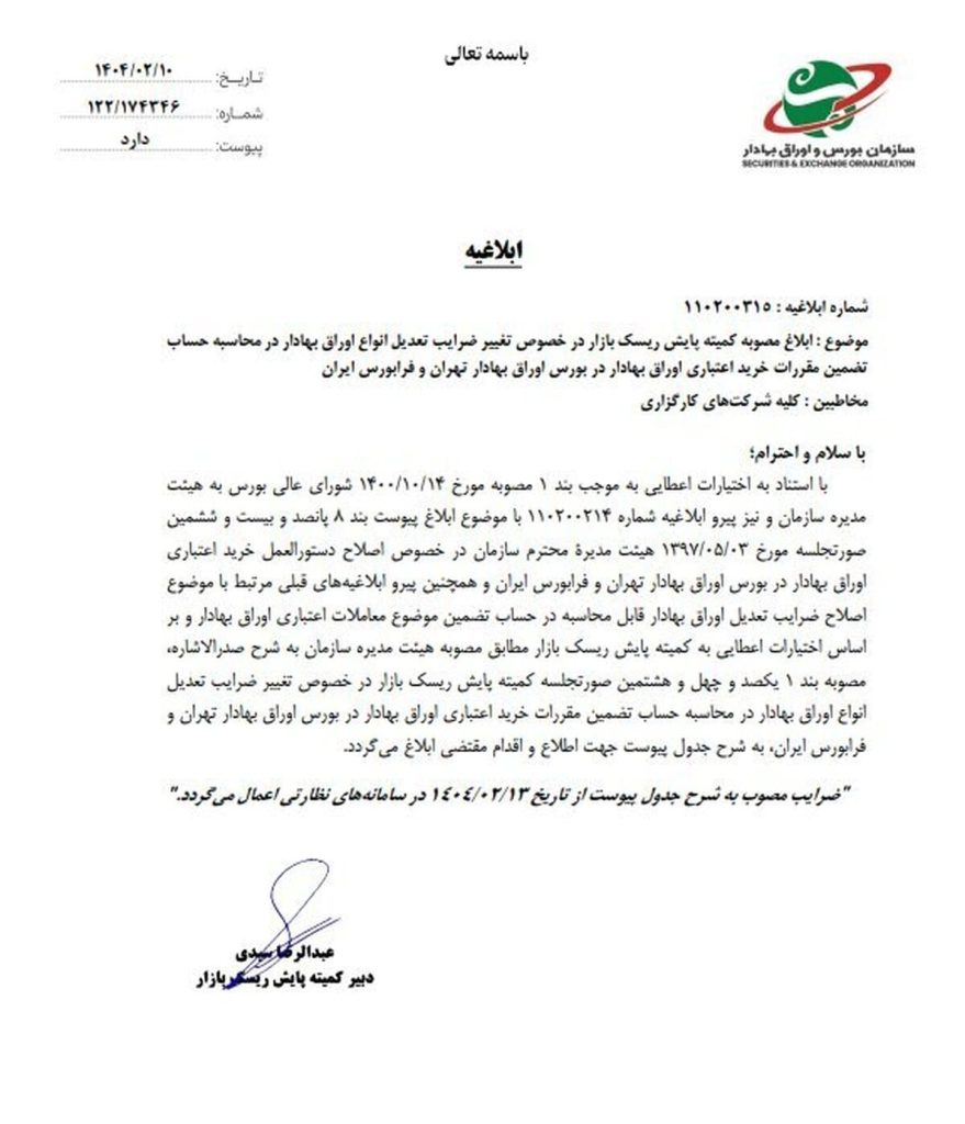 ضرایب جدید خرید اعتباری